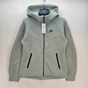 NIKE WOMEN'S SMALL TECH FLEECE WINDRUNNER FULL ZIP HOODIE GREEN FB8338-370